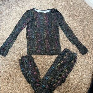 ⭐️EUC - XOXO - Gray Metallic Stars 2-Piece Pant Pajama Set Loungewear Girls - 12